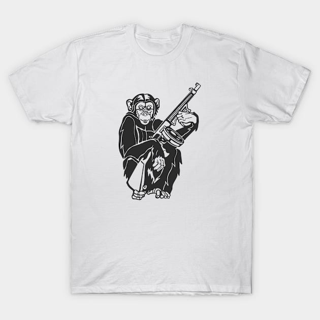 Chimp With A Gun T-Shirt by Uncle3LL
